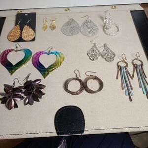 Boho Large Pierced Earrings, 9 Pairs